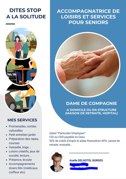 28350 / Accompagnatrice de Loisirs et Services pour personnes âgées et/ou en perte d’autonomie