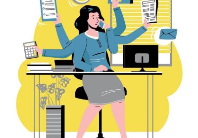 femme-affaires-multitache-dessine-main_23-2148843891