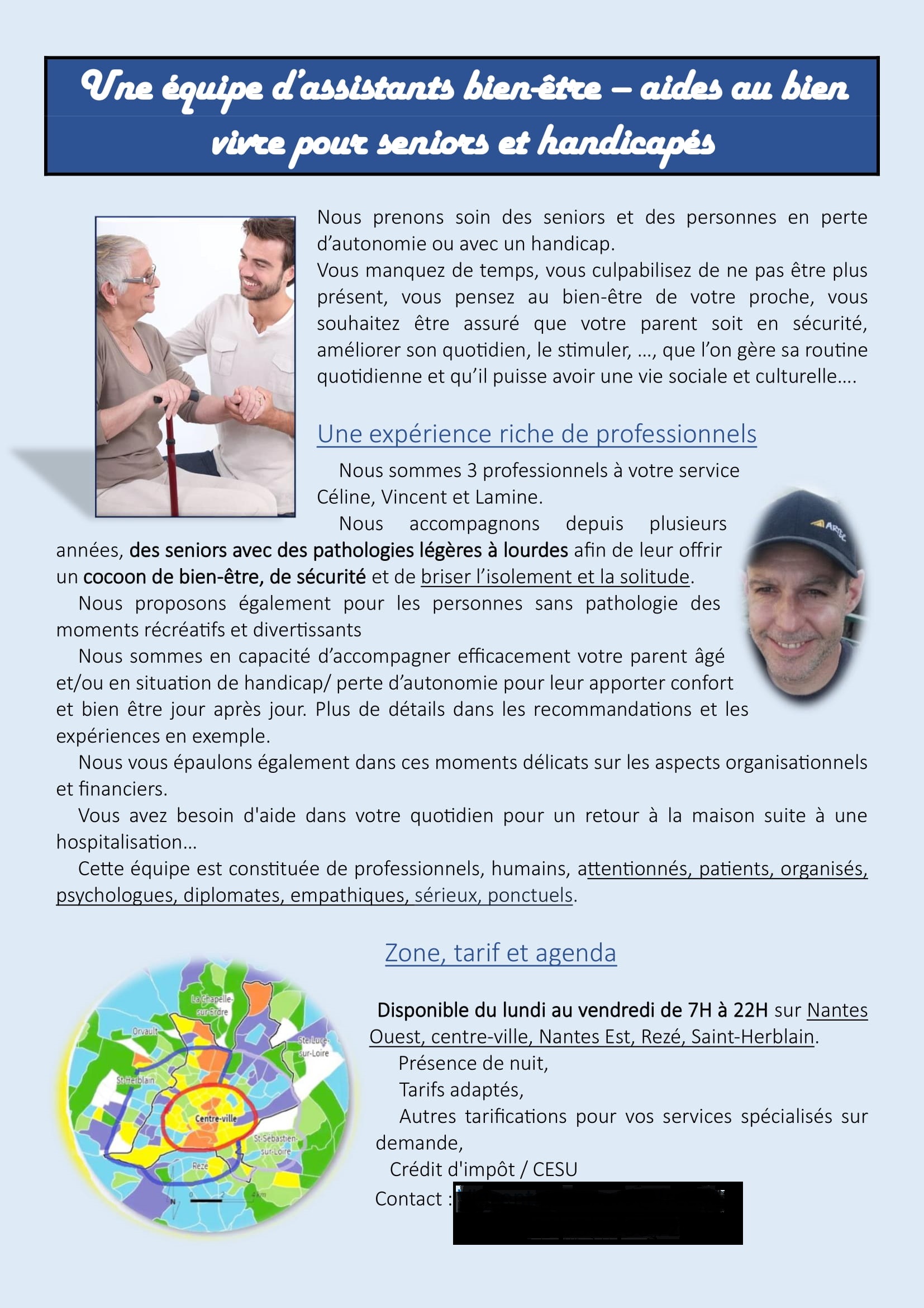 NANTES / Aides à Domicile, aidants auprès des seniors et des personnes handicapées