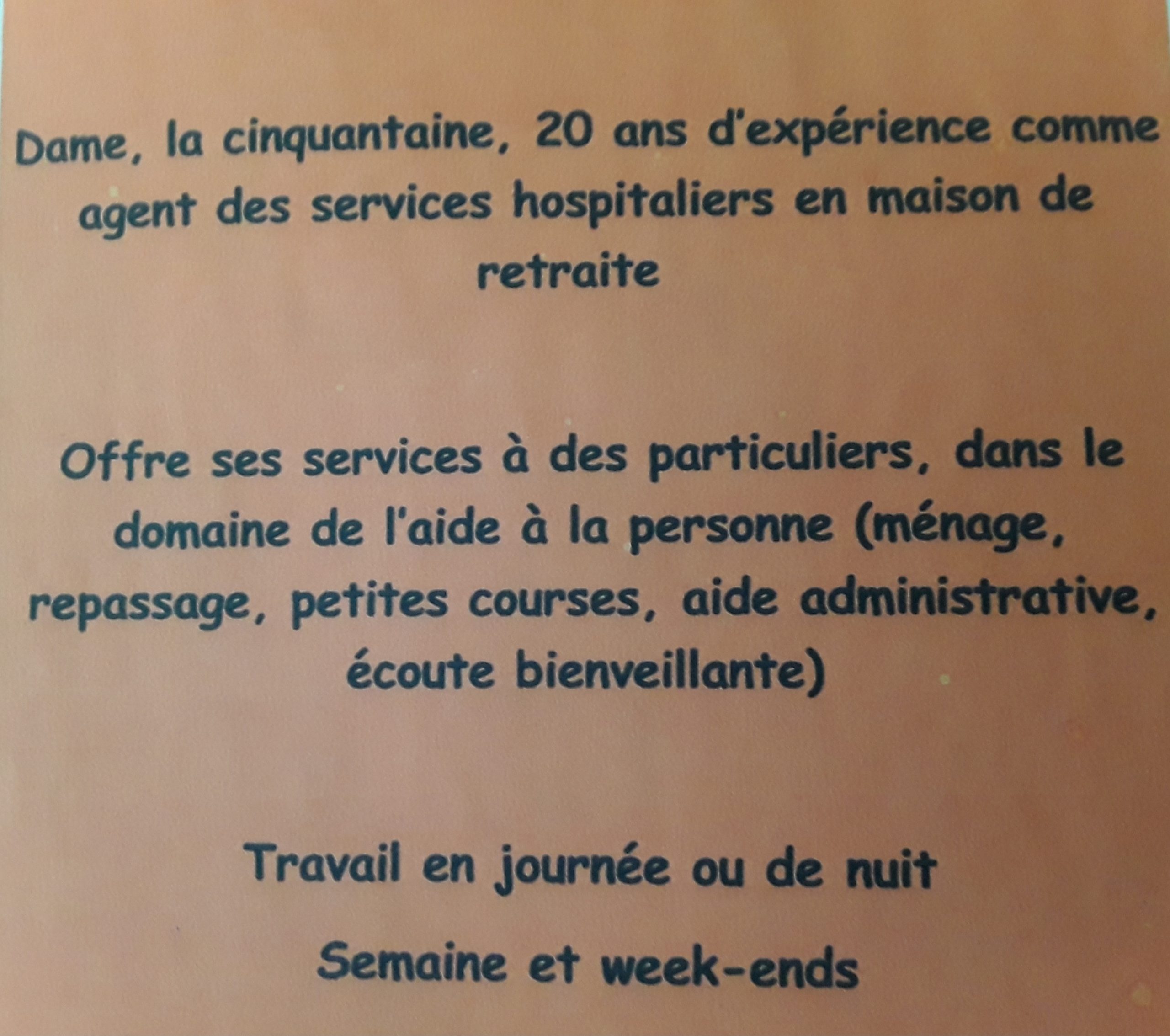 COURPIERE / emploi aide à la personne