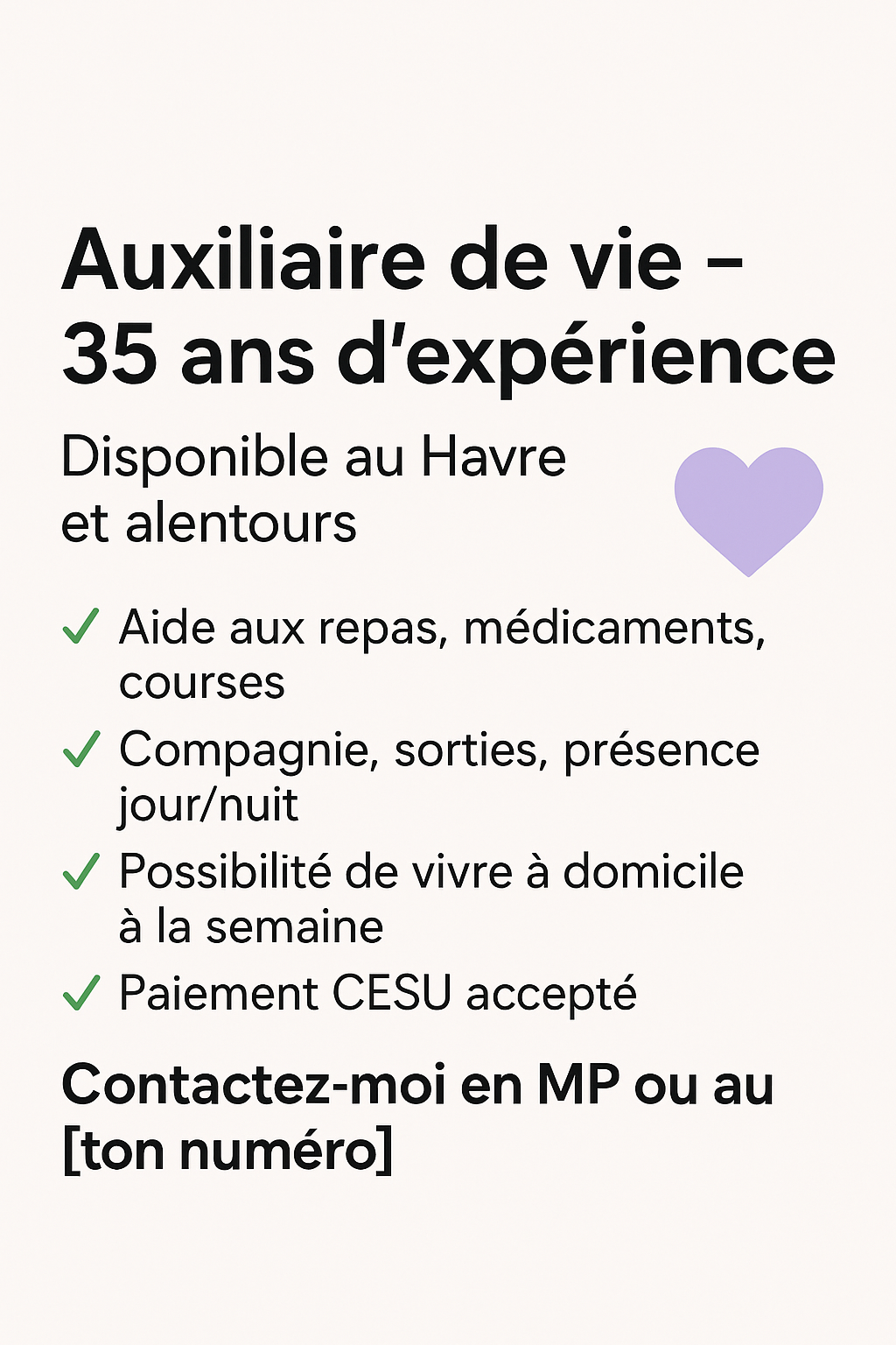 LE HAVRE / Auxiliaire de vie.Garde a demeure