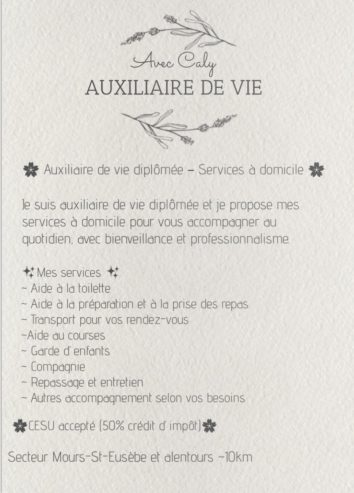 MOURS ST EUSEBE /Auxiliaire de vie