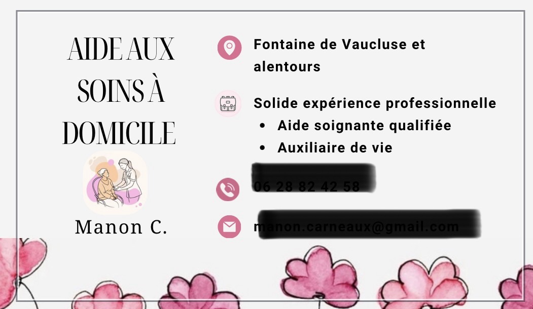FONTAINE DE VAUCLUSE / Auxiliaire de vie diplômée aide soignante, à domicile