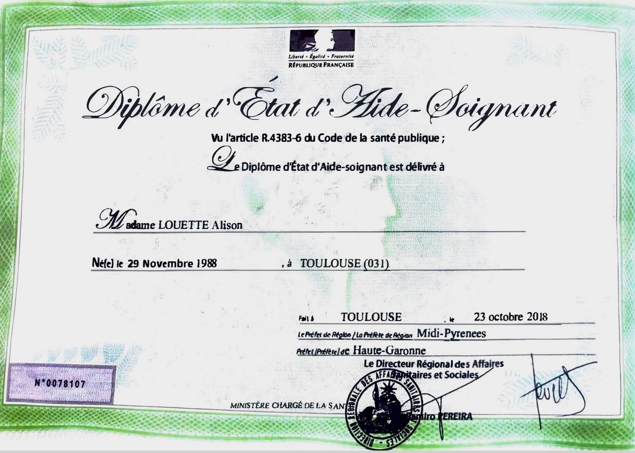 NOE / Auxiliaire de vie diplômée Aide soignante